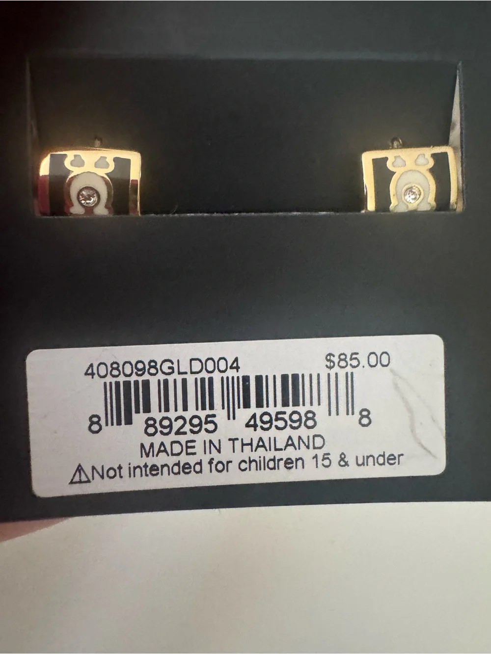 NWT COACH Gold-Tone Black Enamel Signature C Earrings Coach w/ Dusty Authentic - Picture 3 of 4